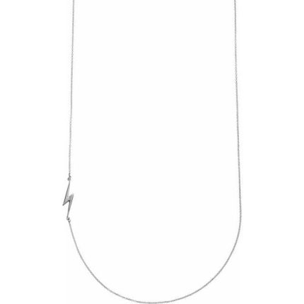 14K White 23.3x6.2 mm Lightning Bolt Necklace Center