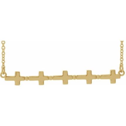 14K Yellow Sideways Cross Bar 18" Necklace