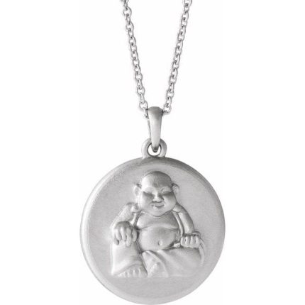 14K White Buddha Pendant