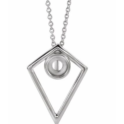 Sterling Silver 5 mm Round Cabochon Pyramid 16-18" Necklace Mounting