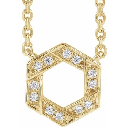 14K Yellow .06 CTW Natural Diamond Geometric 16-18" Necklace