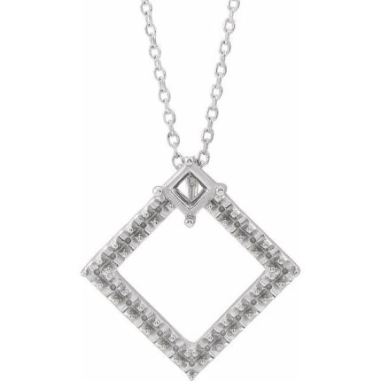 14K White Accented Geometric Necklace 16-18" Mounting