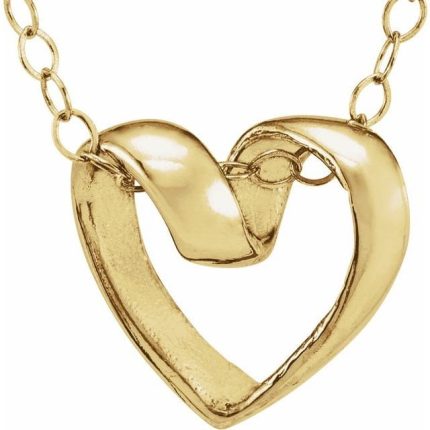 14K Yellow Youth Ribbon Heart 15" Necklace