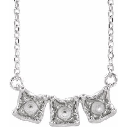 14K Yellow 4.4 mm Round Three-Stone Curved Bar Necklace Center