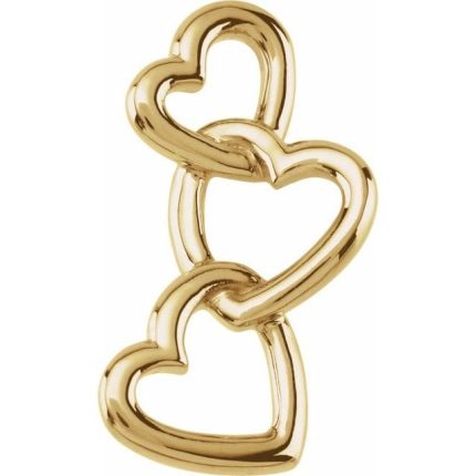 14K White Interlocking Hearts Pendant