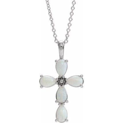 14K White 5x3 mm Pear Cross Pendant Mounting