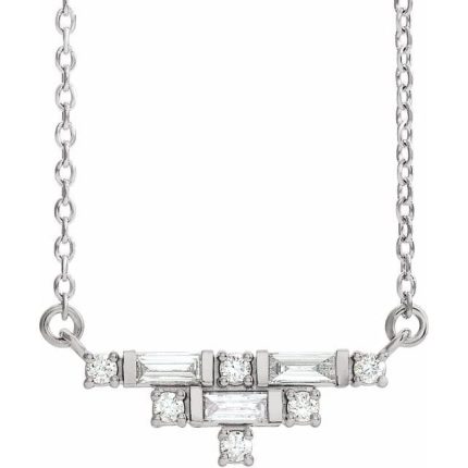 14K White 1/4 CTW Natural Diamond Art Deco 18" Necklace
