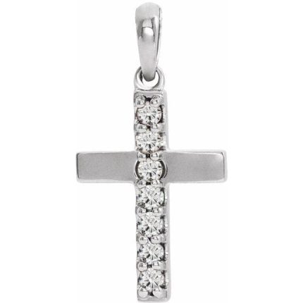 14K White Natural Multi-Gemstone Cross 16-18" Necklace