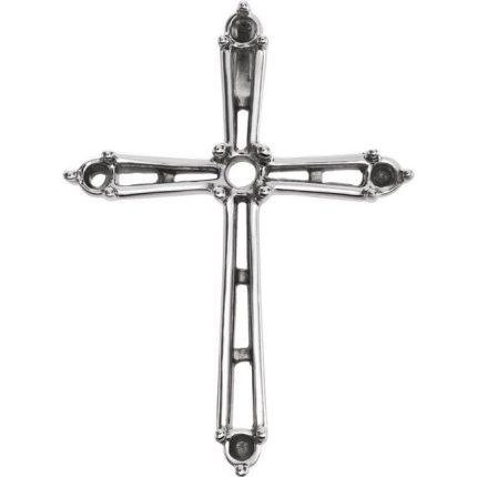 14K White 3 mm Round Cross Pendant Mounting