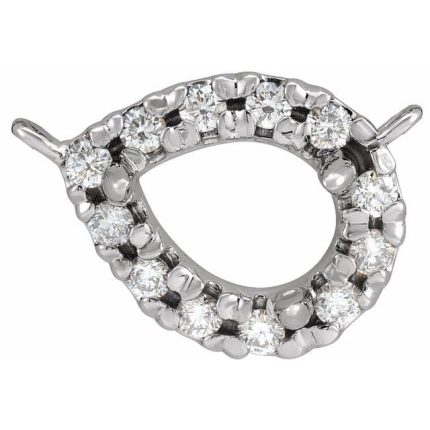 14K White 7x5 mm Pear French-Set Halo-Style Necklace Center