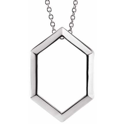 14K White 21.68x14.55 mm Geometric Pendant