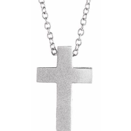 14K White Scroll Cross Pendant