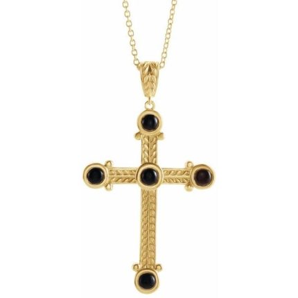 14K Yellow 3 mm Round Cross Pendant Mounting