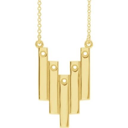 14K White 2-Stone Family Geometric 18" Necklace Mounting