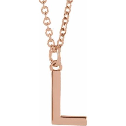 14K White Initial A Dangle 18" Necklace
