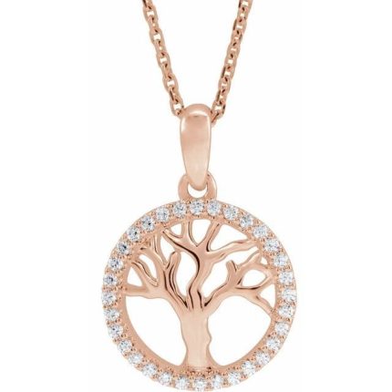 14K Yellow 1/5 CTW Natural Diamond Tree of Life 16-18" Necklace