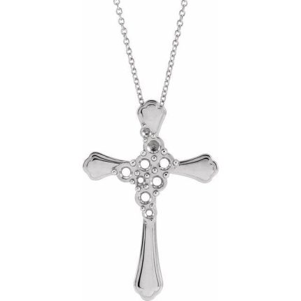 Sterling Silver  3-Stone Family Cross Pendant Mounting