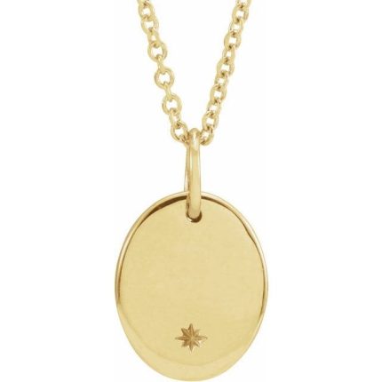 14K White Engravable Round 16-18" Necklace