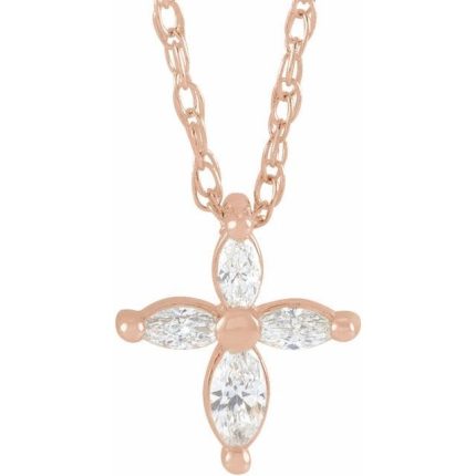 14K White 1/6 CTW Natural Diamond Cross Pendant