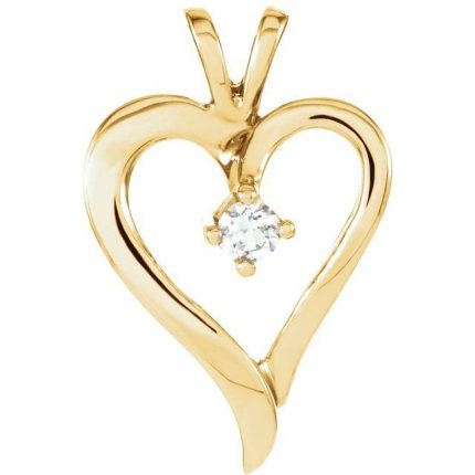 14K Yellow 3 mm Round Accented Heart Pendant Mounting