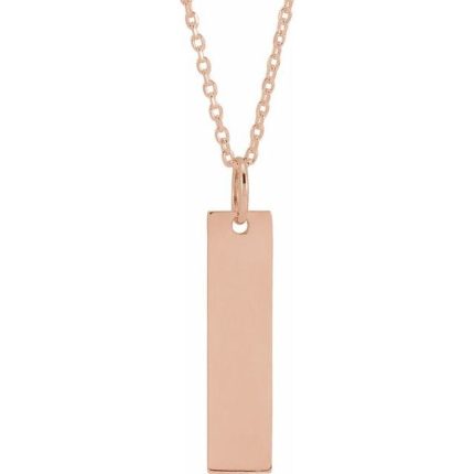 14K White 20x5 mm Engravable Bar Pendant