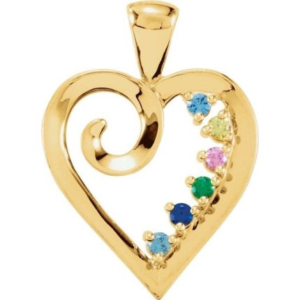 14K Yellow 2 mm Round 2-Stone Family Heart Pendant Mounting