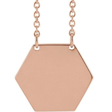 Sterling Silver 14 mm Engravable Geometric Necklace Center