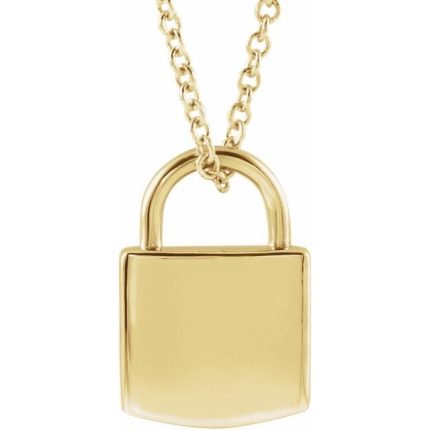 14K Yellow Engravable Lock Pendant