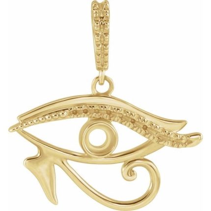 14K Yellow Natural Turquoise & .08 CTW Natural Diamond Eye of Horus 16-18" Necklace