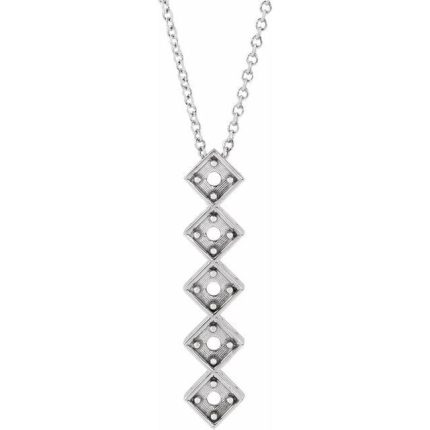 14K Yellow 3-Stone Family Bar Slide Necklace Mounting