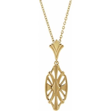 14K White 28x9 mm Geometric Pendant