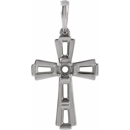 14K Yellow Baguette Cross Pendant Mounting