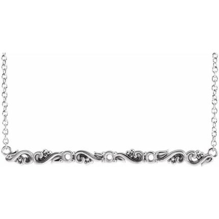 14K White 3-stone Family Bar 18" Necklace Mounting