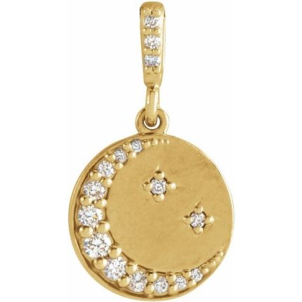 14K Yellow Accented Crescent Moon 16-18" Necklace Mounting