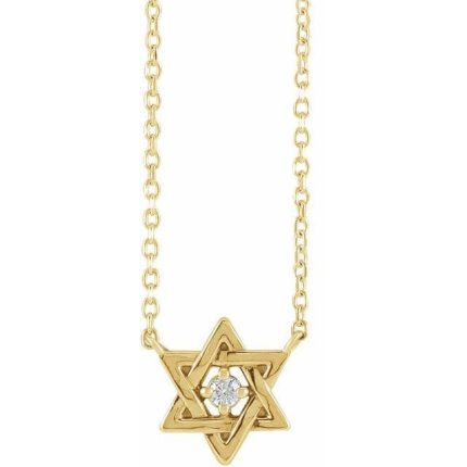14K Yellow 2 mm Round Petite Star of David Necklace Center