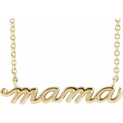 14K Yellow 23x4.81 mm Petite Mama Script Necklace Center