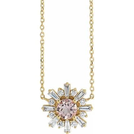 14K Yellow 5 mm Round Starburst Necklace Center