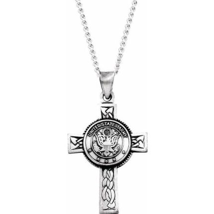 14K Yellow & White U.S. Army Cross Pendant