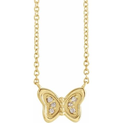 14K Rose Butterfly 16" Necklace Mounting
