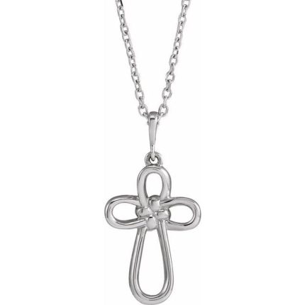 Sterling Silver Knotted Cross 16-18" Necklace