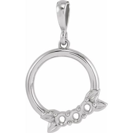 14K White 2-Stone Family Leaf Pendant Mounting