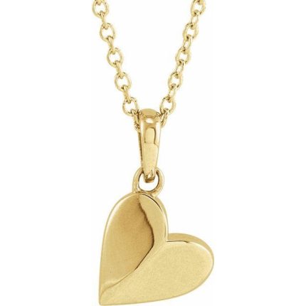 14K White 9.89x7.65 mm Heart Pendant