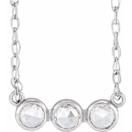 18K Rose 2 mm Three-Stone Bezel-Set Necklace Center