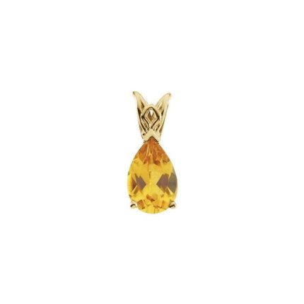 14K Yellow Natural Citrine Scroll Setting® Pendant