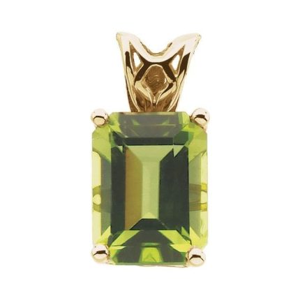 14K Yellow Natural Peridot Scroll Setting® Pendant