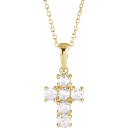 14K White 2.5 mm Round Rose-Cut Cross Pendant Mounting