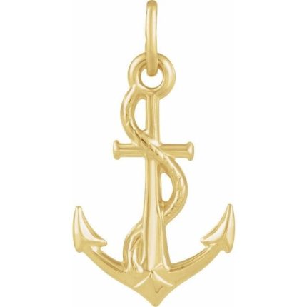 14K Yellow Anchor Pendant