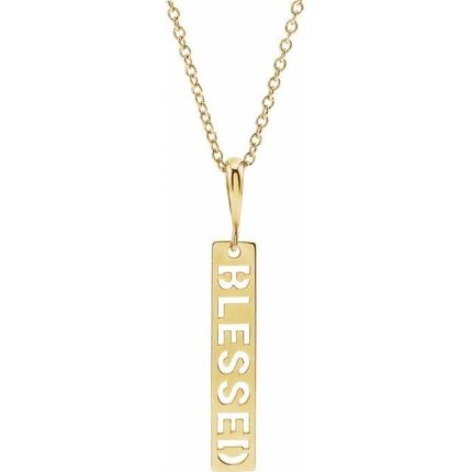 14K Yellow Blessed Bar 16-18" Necklace