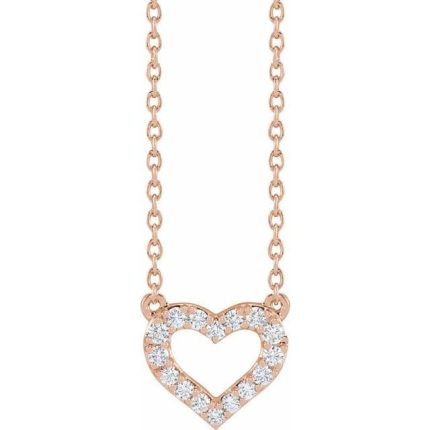 14K Yellow 3/8 CTW Lab-Grown Diamond Heart 16-18" Necklace
