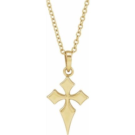 14K Yellow 18.3x9 mm Cross 16-18" Necklace